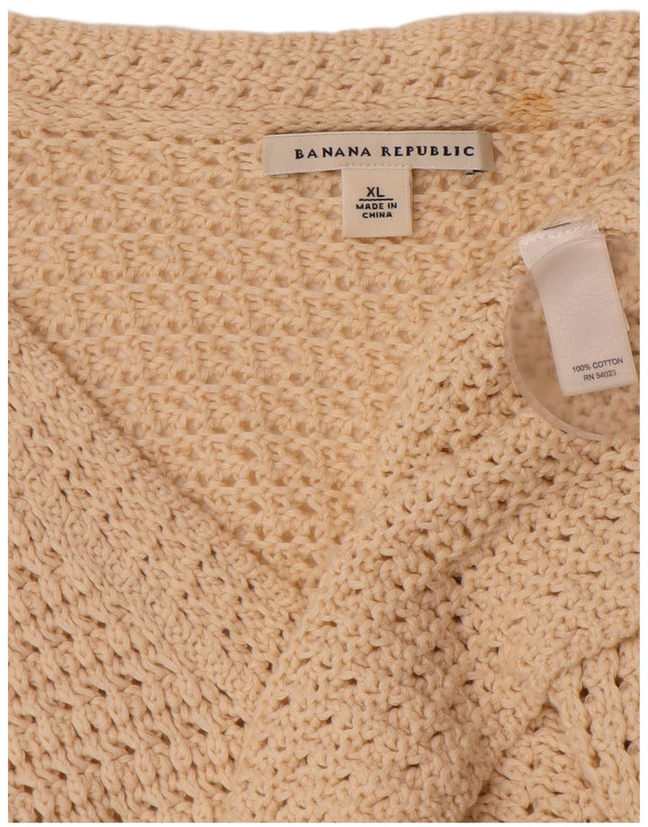 Suéter cardigã feminino BANANA REPUBLIC Reino Unido 18 XL algodão bege