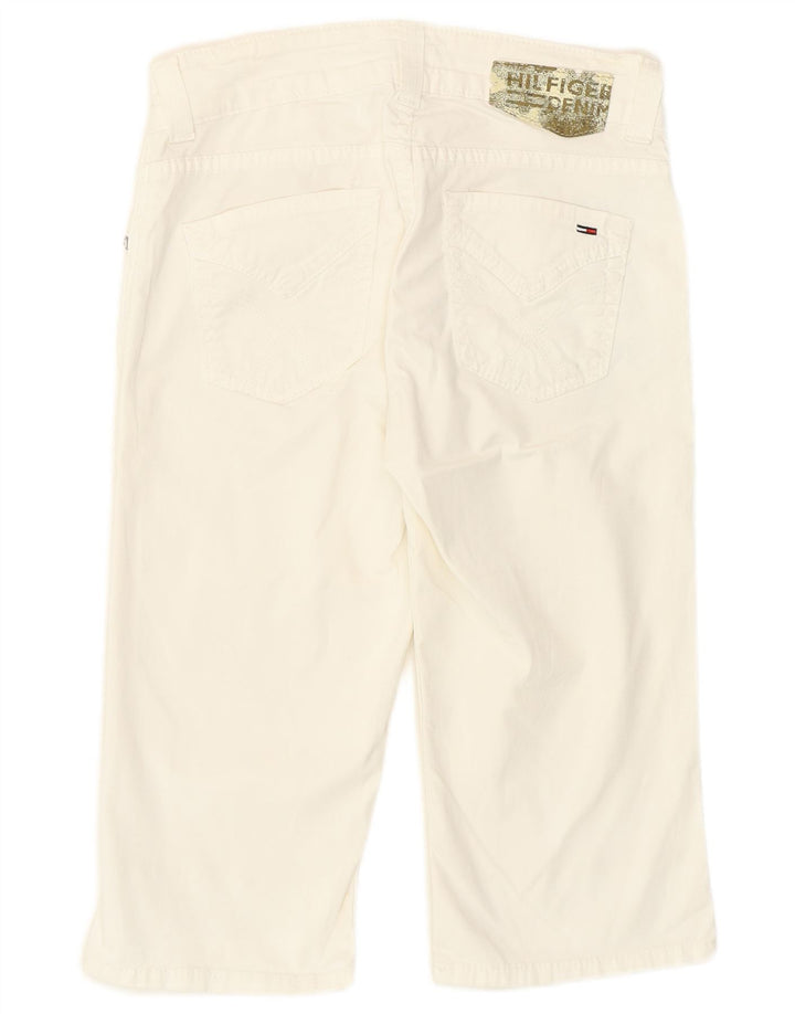 Bermuda jeans feminina Tommy Hilfiger W26 pequeno algodão branco