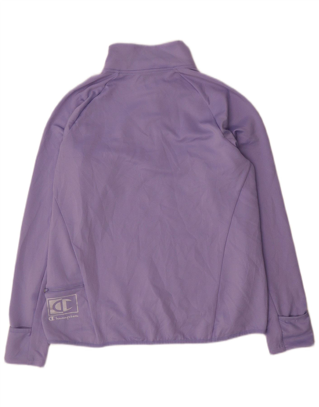 Champion feminino com zíper e gola alta, pulôver de treino, Reino Unido 16, grande, roxo