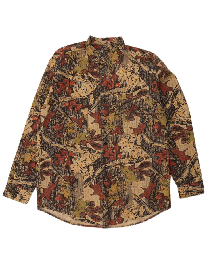 Camisa masculina vintage de caça grande camuflagem multicolorida