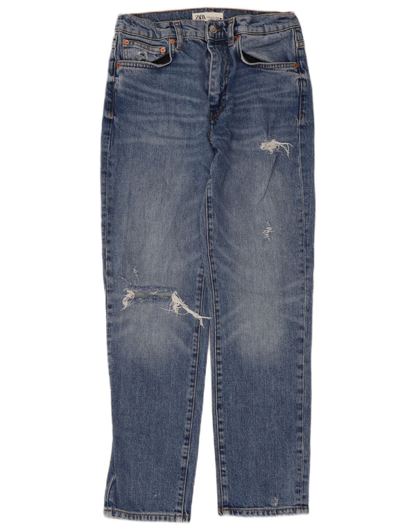 Calça jeans reta feminina Zara EU 36 XS W26 L27 azul