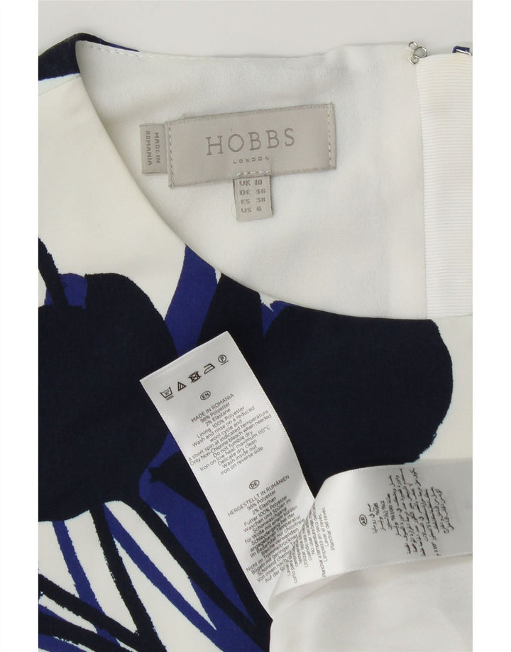Vestido bainha feminino Hobbs UK 10 pequeno poliéster floral branco