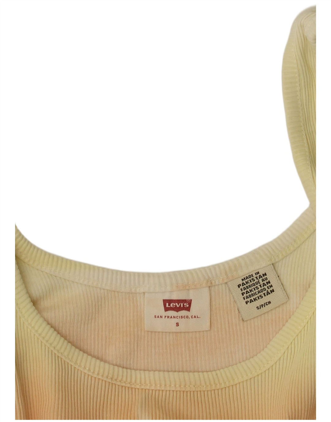 Colete feminino LEVI'S Crop Top UK 8 pequeno listrado amarelo