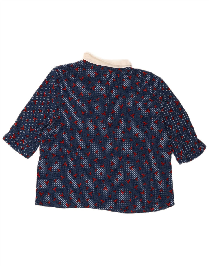 Blusa Trafaluc Feminina Zara Top UK 14 Poliéster Manchado Azul Médio