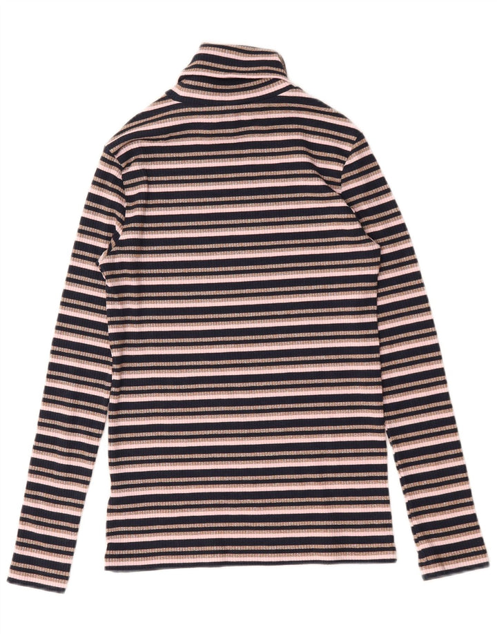 Marks & Spencer Top feminino com gola redonda e manga comprida Reino Unido 10 listrado preto pequeno