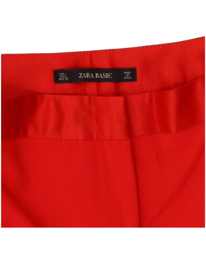 Calça feminina Zara Slim Suit grande W32 L27 vermelha