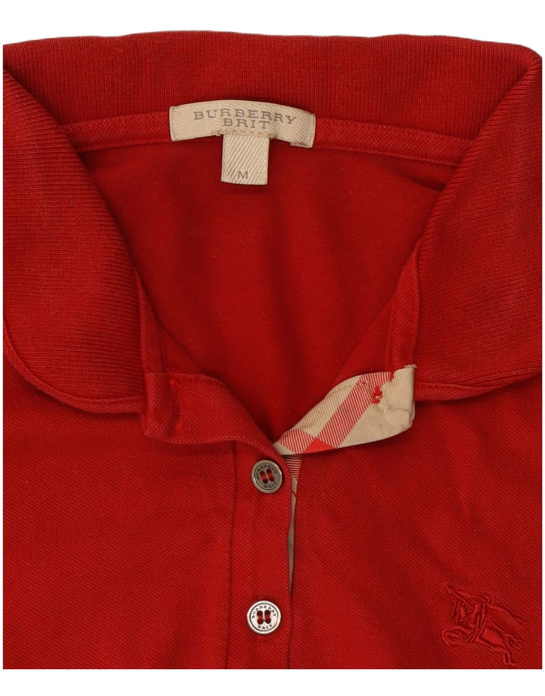 Camisa polo feminina BRIT da Burberry Reino Unido 12 vermelho médio