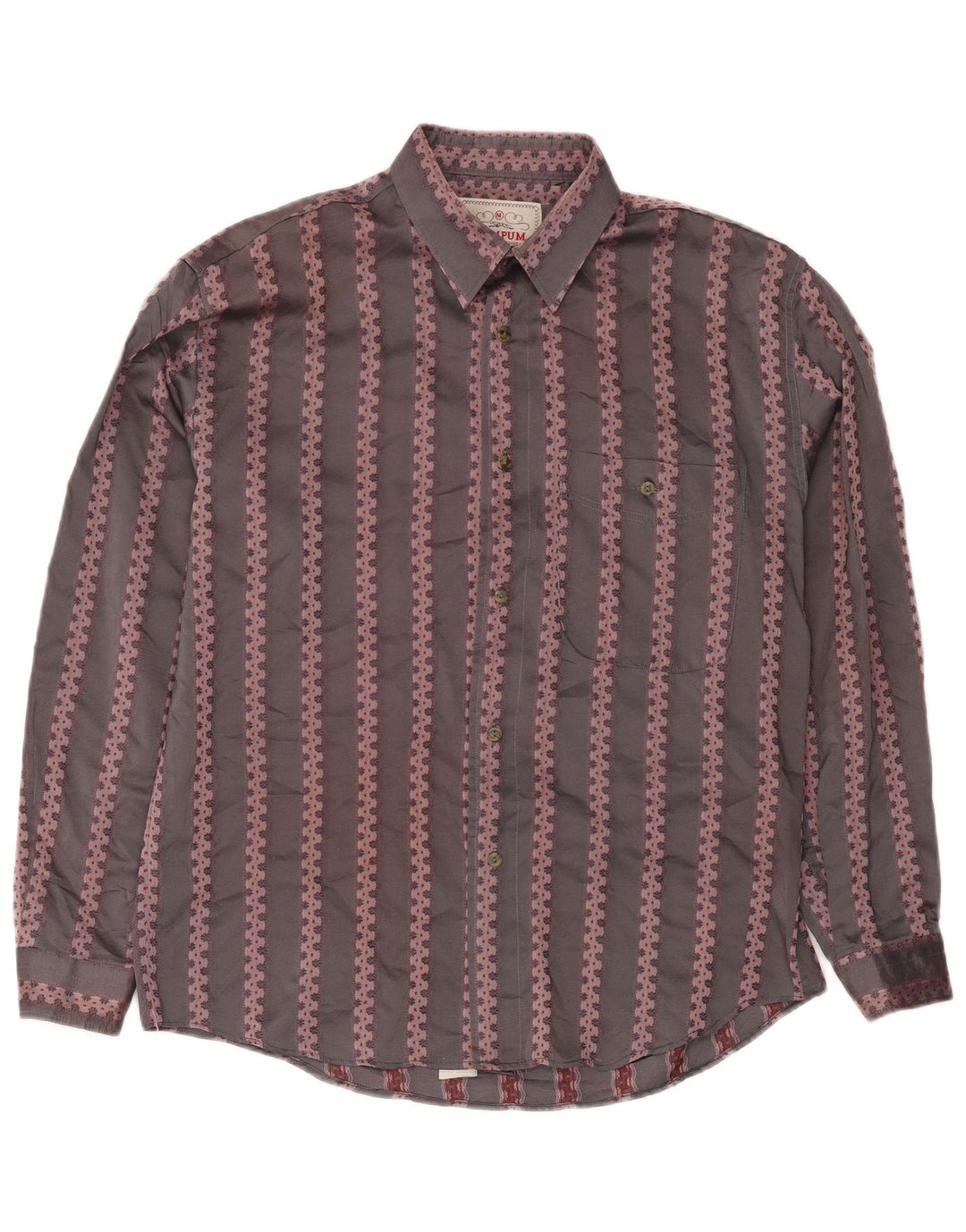 Camisa masculina Wampum cinza médio acrílico geométrico clássico