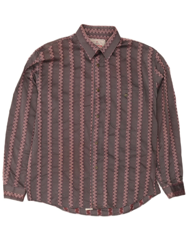 Camisa masculina Wampum cinza médio acrílico geométrico clássico
