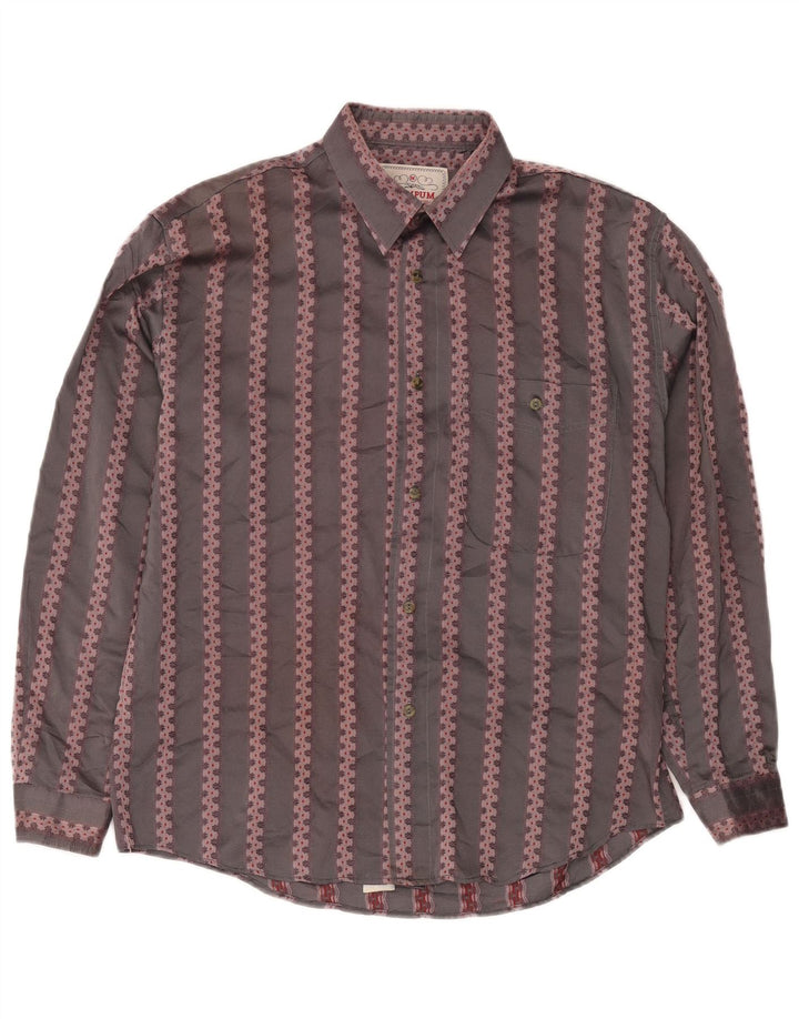 Camisa masculina Wampum cinza médio acrílico geométrico clássico