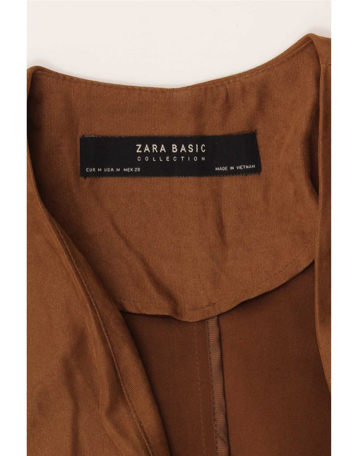 Cardigan feminino Zara manga 3/4 UK 14 marrom médio