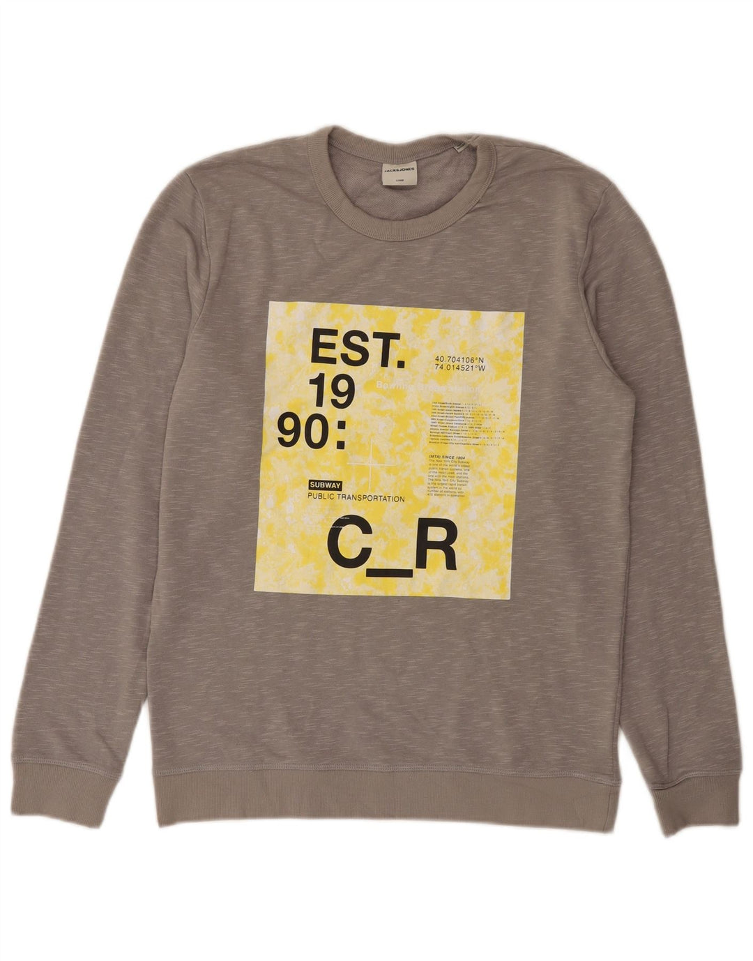 Jack & Jones moletom gráfico masculino jumper cinza médio manchado