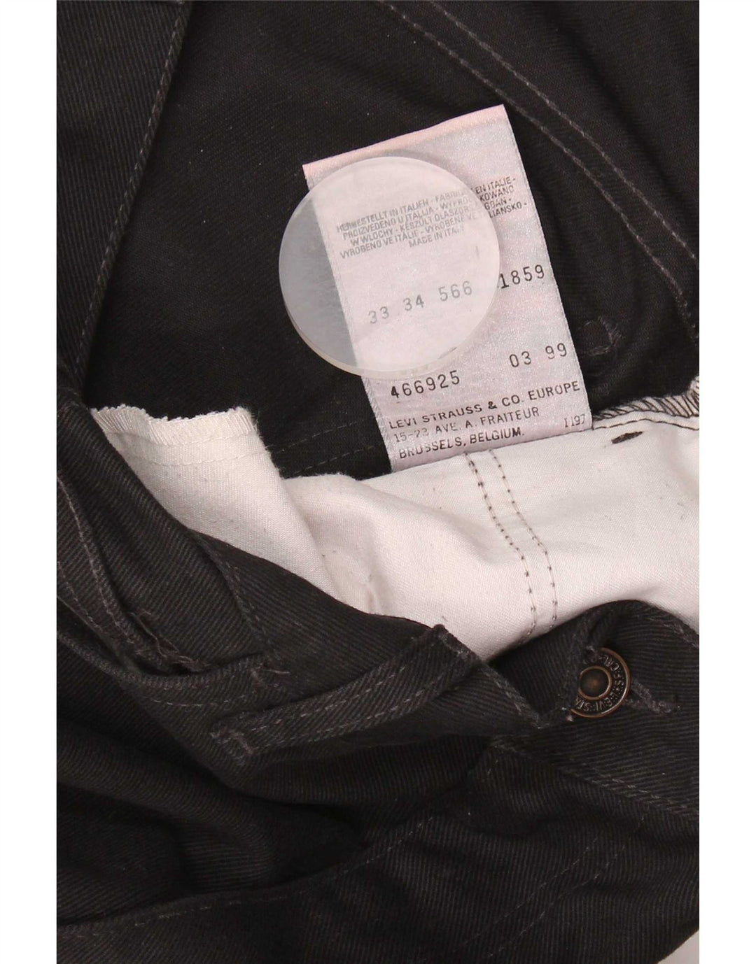 Jeans retos masculinos Levi's W33 L29 algodão preto
