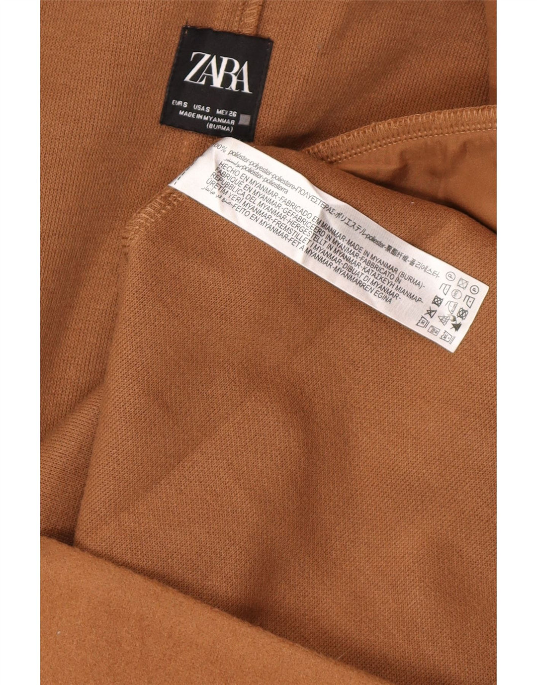 Sobretudo aberto feminino Zara UK 10 pequeno poliéster bege
