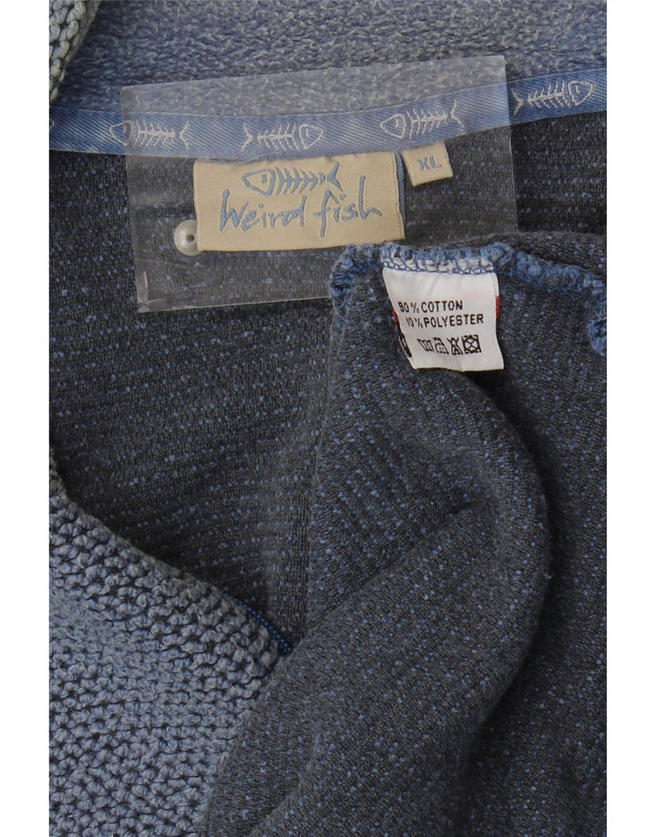 Moletom masculino Weird Fish com zíper e gola XL algodão azul