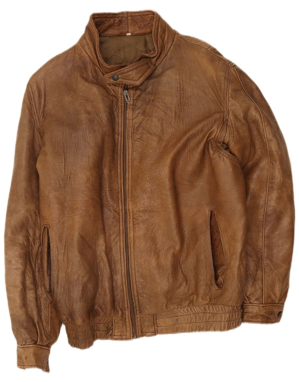 Jaqueta de couro masculina vintage IT 48 marrom médio