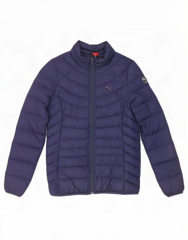 Jaqueta acolchoada feminina Puma UK 10 pequena azul marinho nylon