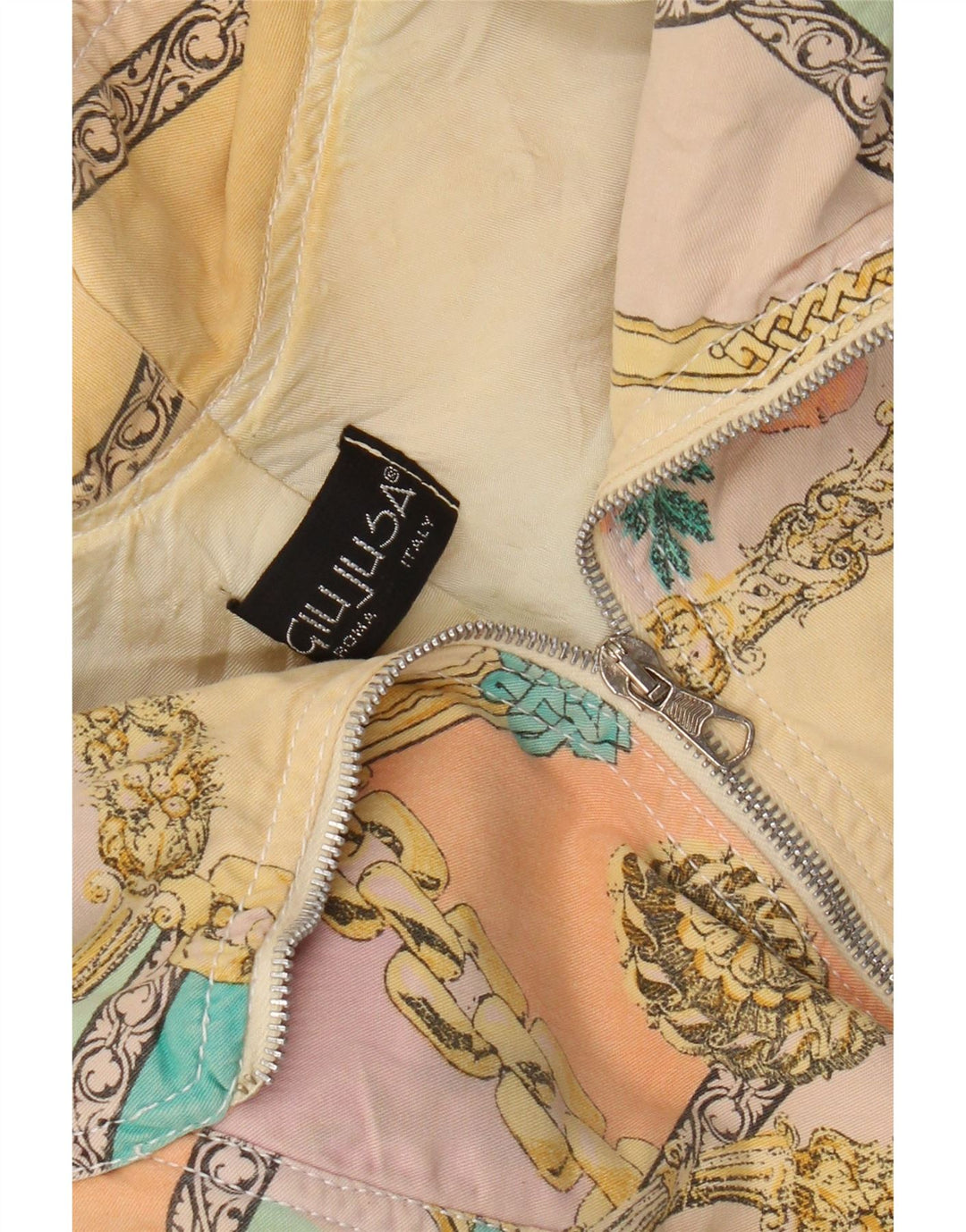 Jaqueta bomber vintage feminina UK 12 algodão floral multicolorido médio