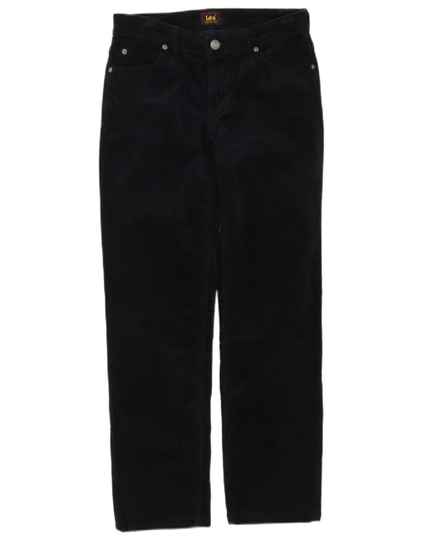 Calça feminina Lee Marion reta de veludo cotelê W27 L27 algodão preto