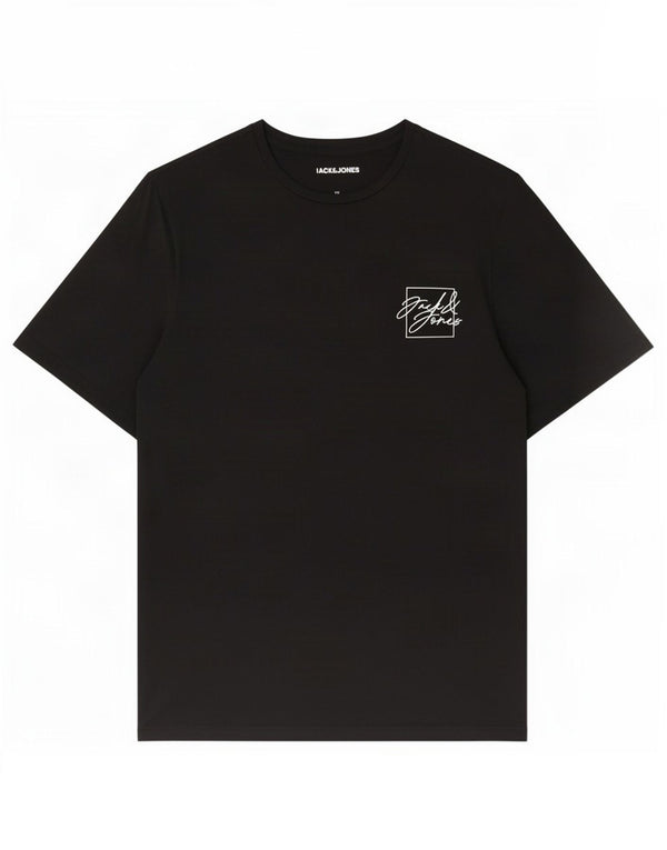 Camiseta gráfica masculina Jack & Jones Top médio algodão preto