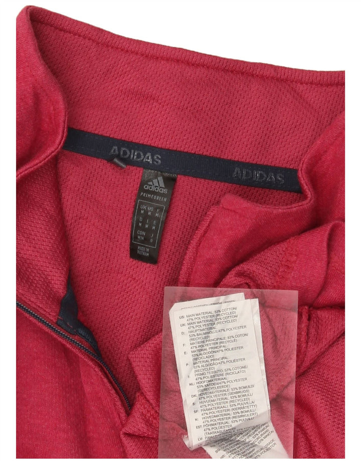 ADIDAS Mens Zip Neck Pullover Treino Top Médio Algodão Rosa