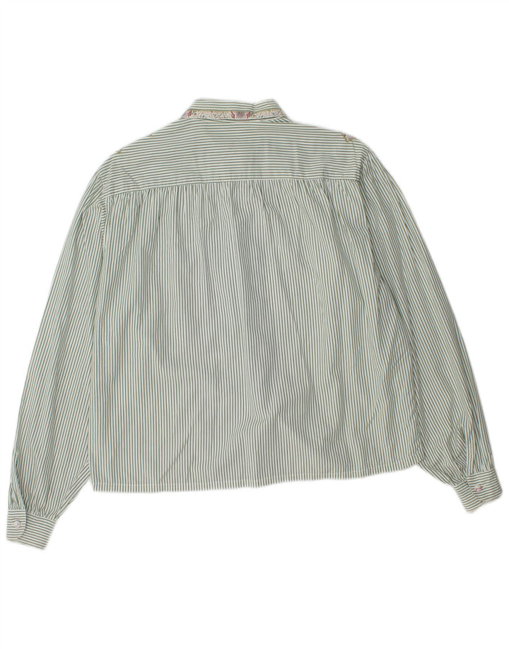 Camisa feminina VINTAGE UK 18 XL listra verde