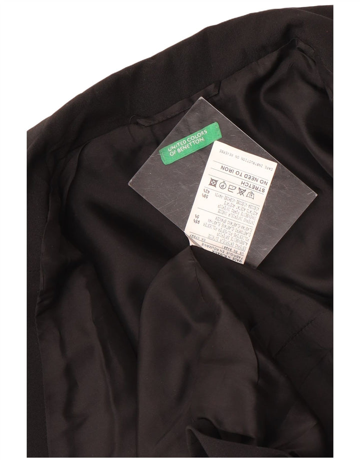Jaqueta blazer feminina de 3 botões BENETTON IT 44 poliéster preto médio
