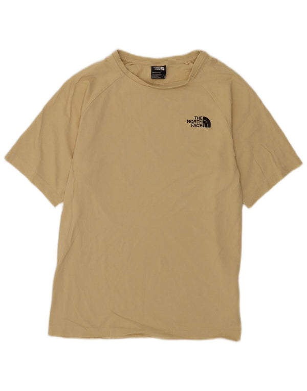 Camiseta masculina The North Face com estampa gráfica pequena de algodão amarelo