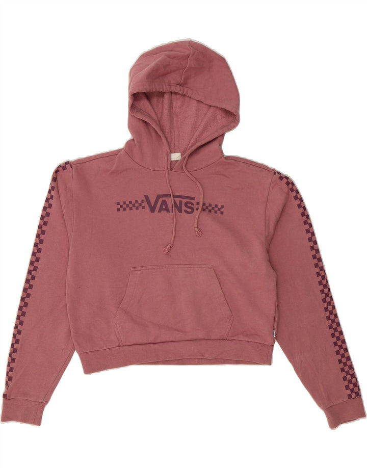 VANS Womens Oversized Crop Graphic Hoodie Jumper UK 10 Small Pink Cotton Vintage Vans and Second-Hand Vans from Messina Hembry 