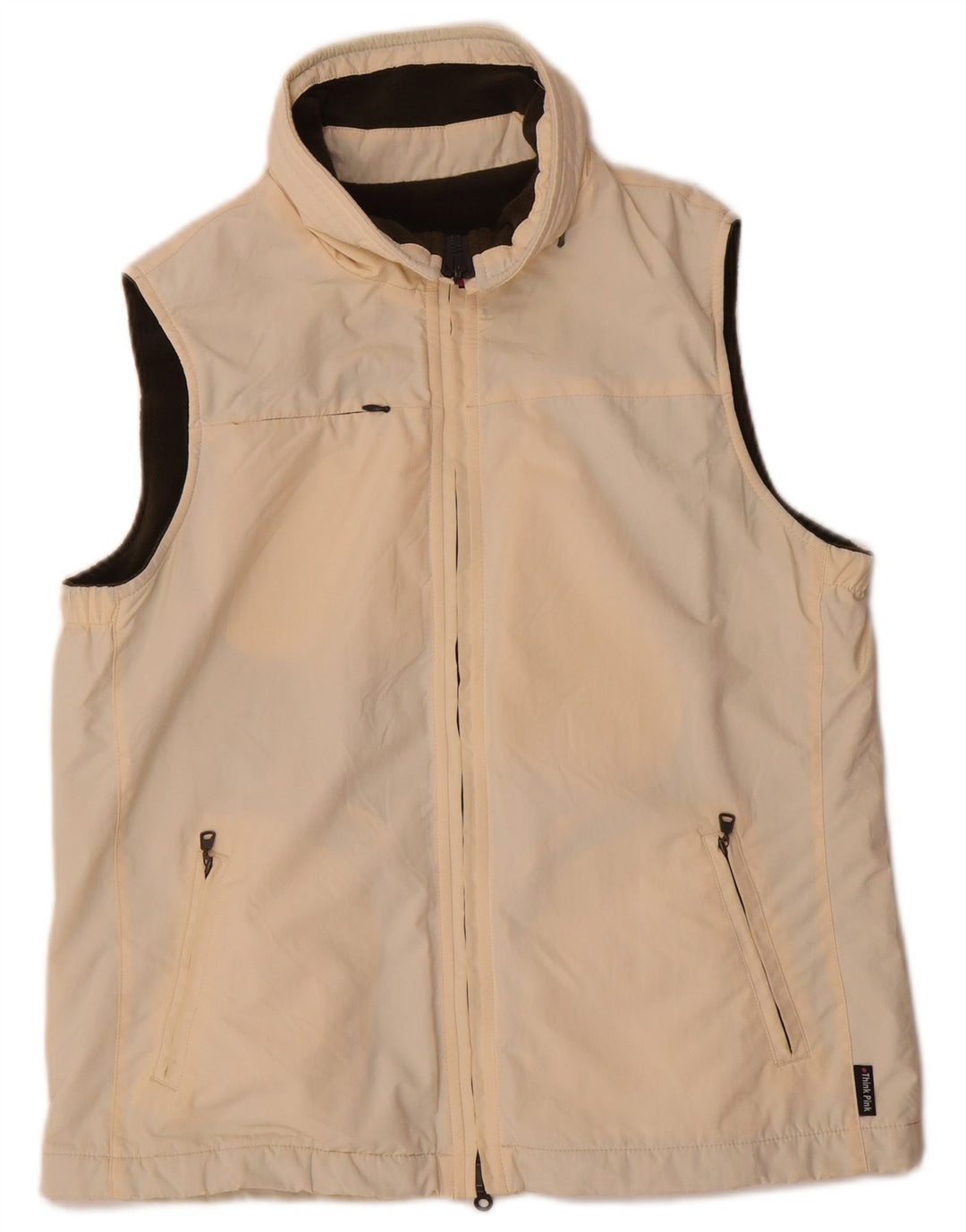 Think Pink Feminino Oversized Reversível Gilet IT 40 Pequeno Bege Poliamida