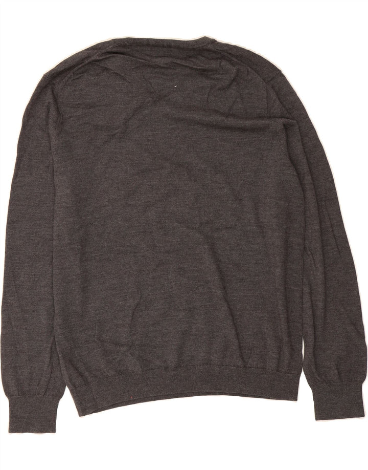 J. CREW Mens V-Neck Jumper Sweater XL Grey Merino Wool Vintage J. Crew and Second-Hand J. Crew from Messina Hembry 
