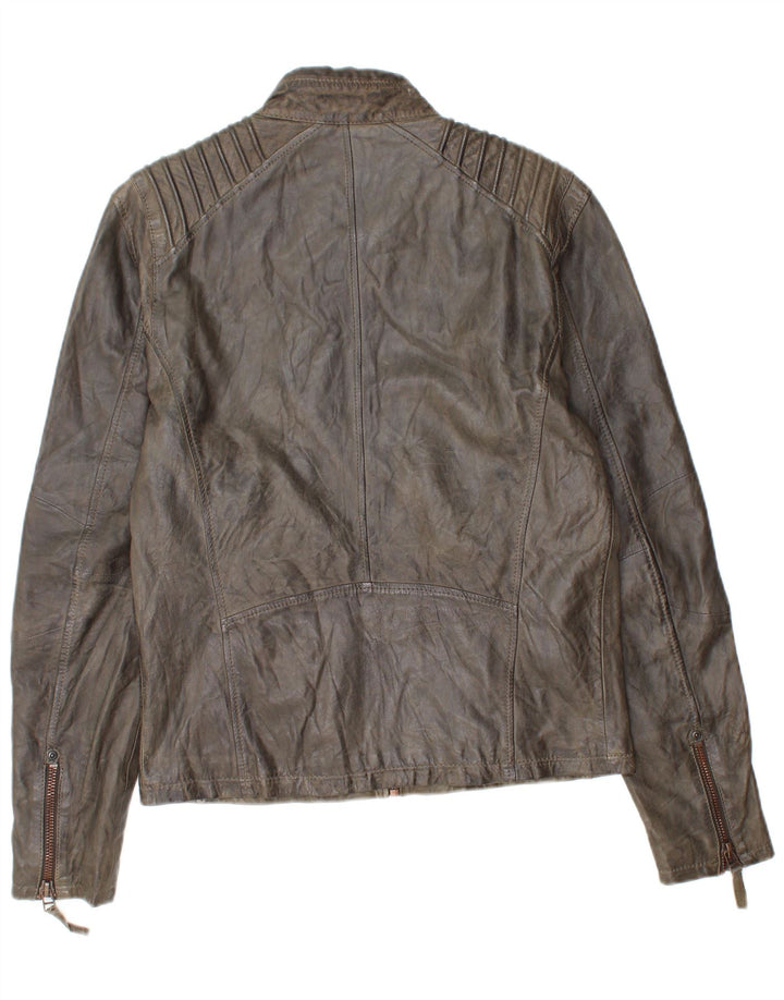 Jaqueta masculina de couro Gipsy Racer UK 38 marrom médio