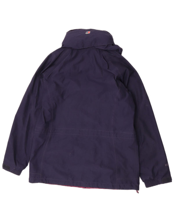 Jaqueta de chuva feminina com capuz Berghaus UK 12 poliéster azul marinho médio
