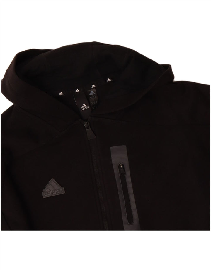 ADIDAS Mens Zip Hoodie Sweater Pequeno Preto