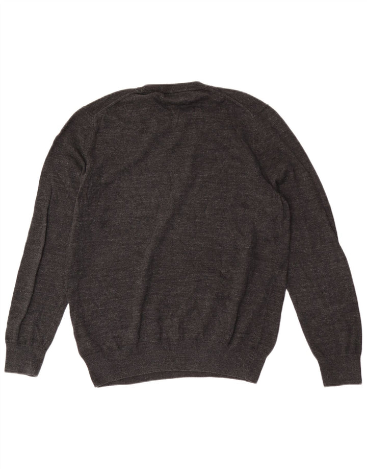 Suéter masculino Marks & Spencer com gola redonda e algodão manchado cinza médio
