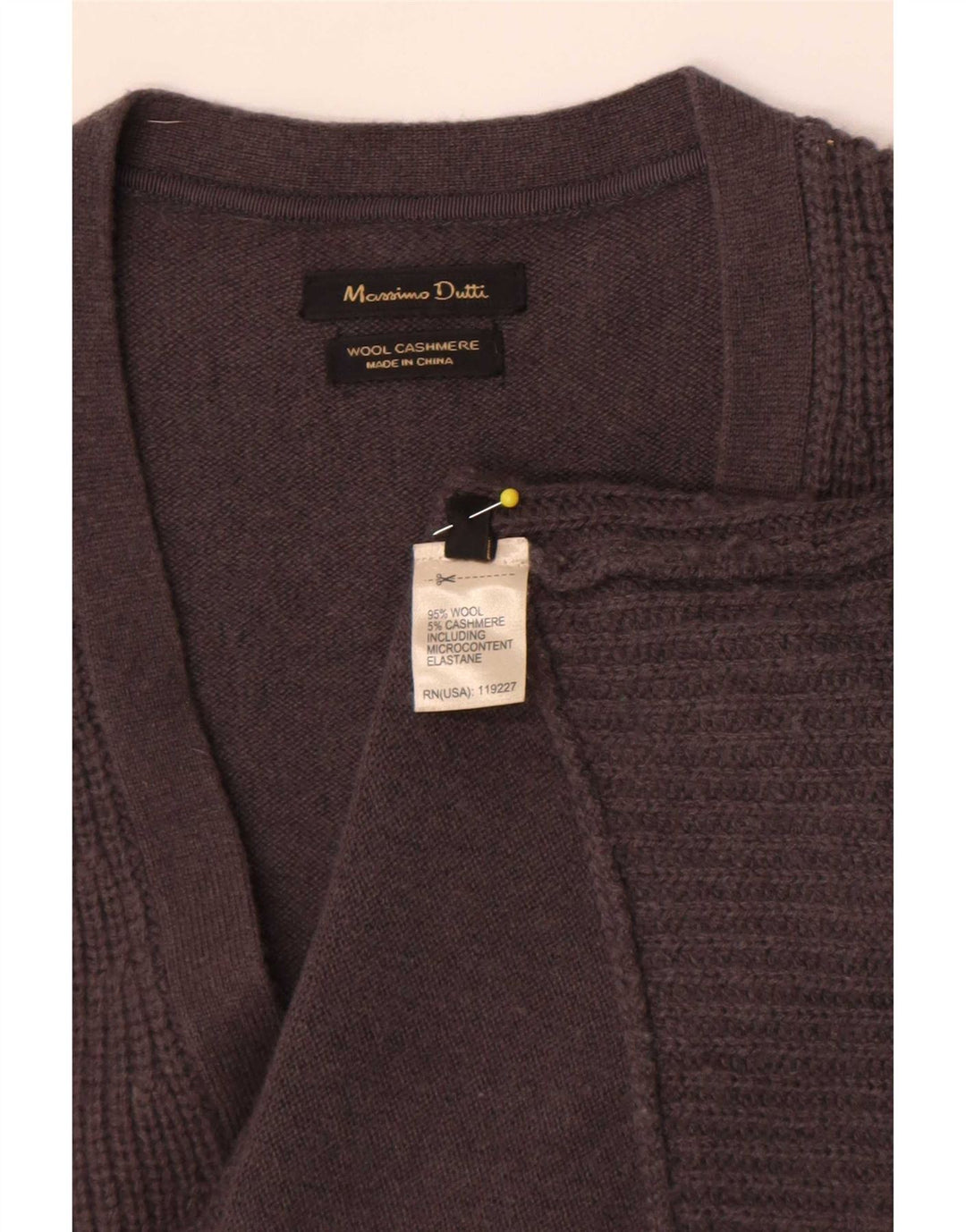 Suéter cardigã feminino grande Massimo Dutti Reino Unido 10 lã cinza pequena
