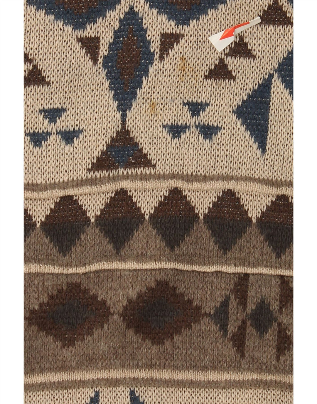 Suéter vintage masculino com gola redonda, grande bege geométrico
