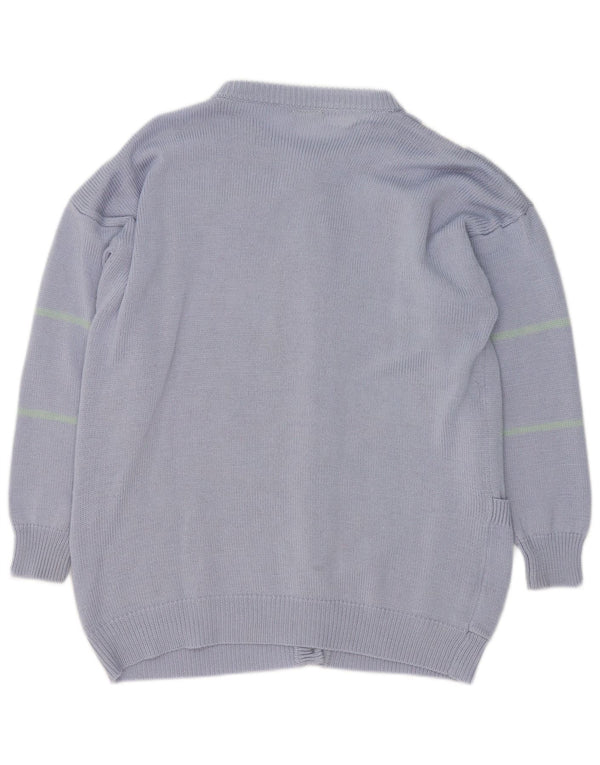 Suéter feminino Yessica Longline Cardigan tamanho 48/50 XL roxo geométrico