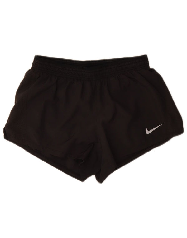 Shorts esportivos femininos Nike Dri Fit UK 12 poliéster preto médio