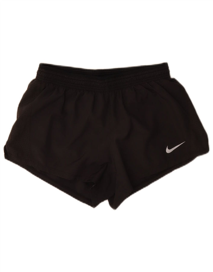 Shorts esportivos femininos Nike Dri Fit UK 12 poliéster preto médio