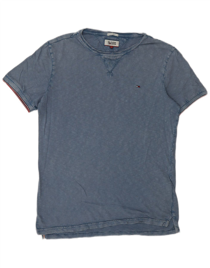 Tommy Hilfiger Camiseta masculina grande algodão azul