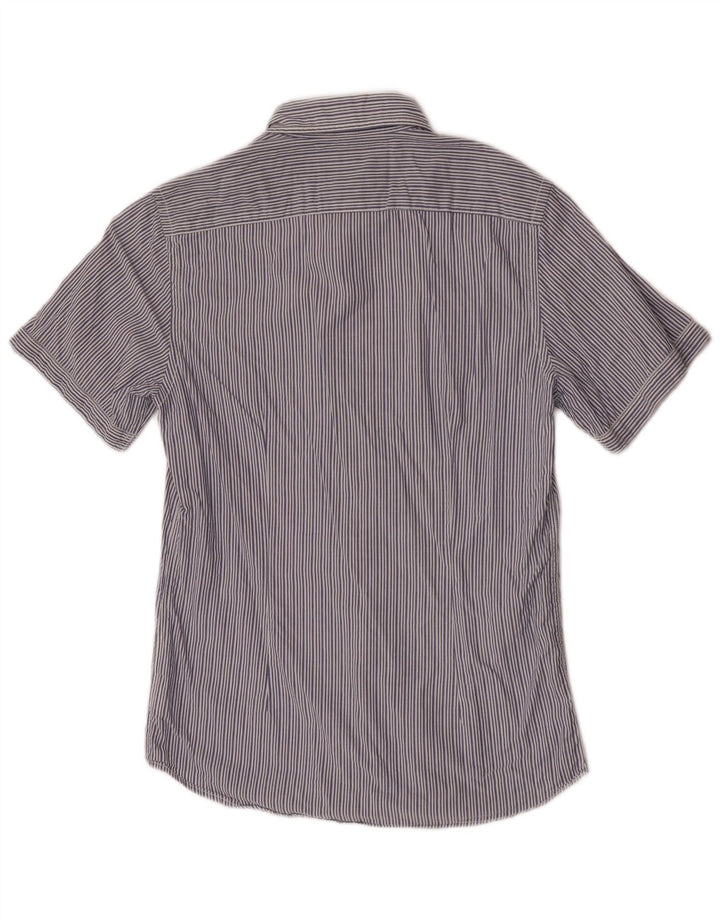 Camisa masculina de manga curta Marlboro Classics listrada azul médio