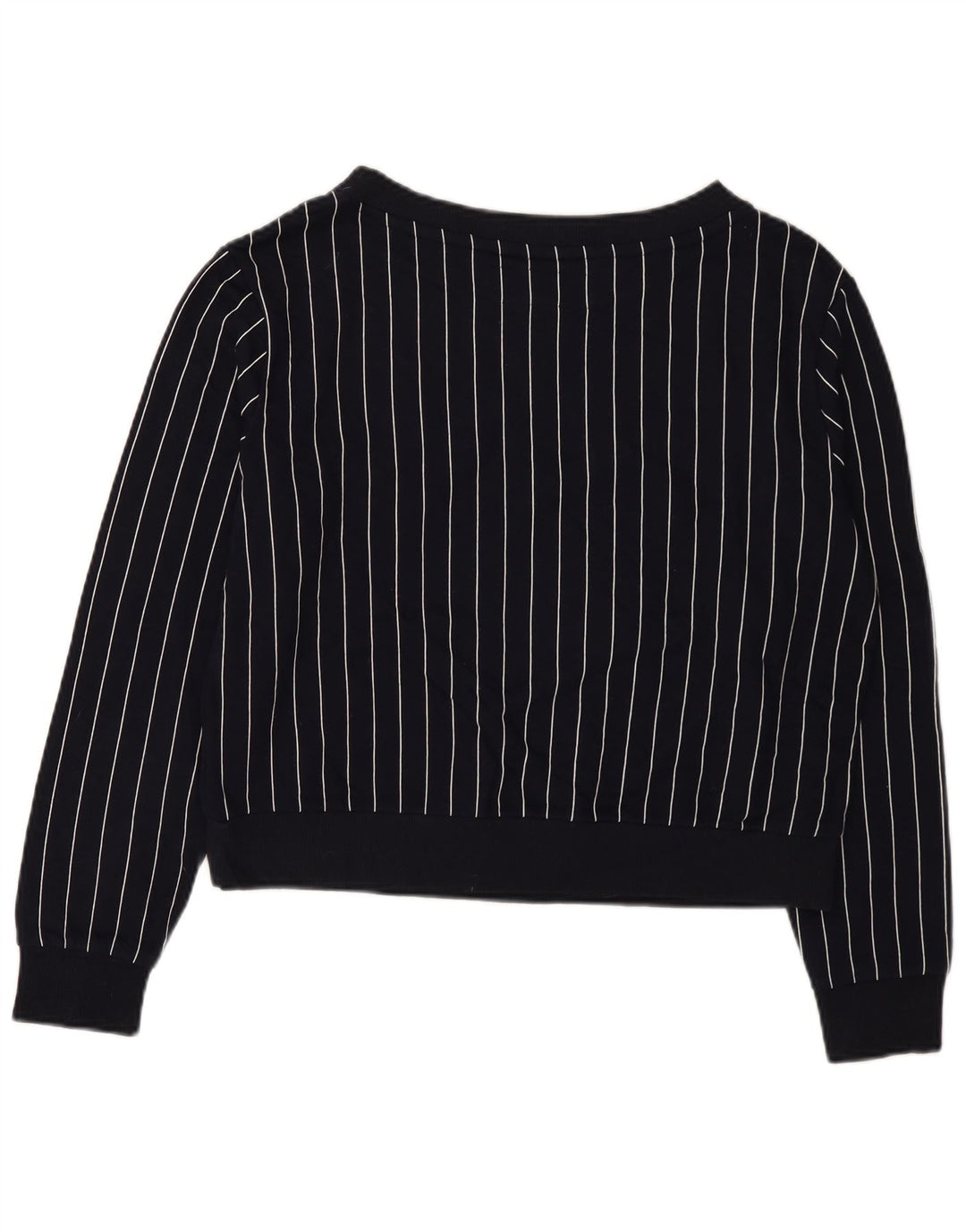 Benetton moletom gráfico feminino jumper UK 14 médio azul marinho listrado