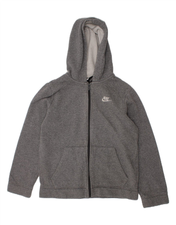 NIKE Boys Standard Fit Zip Hoodie Sweater 12-13 Years Large Grey Cotton Vintage Nike and Second-Hand Nike from Messina Hembry 