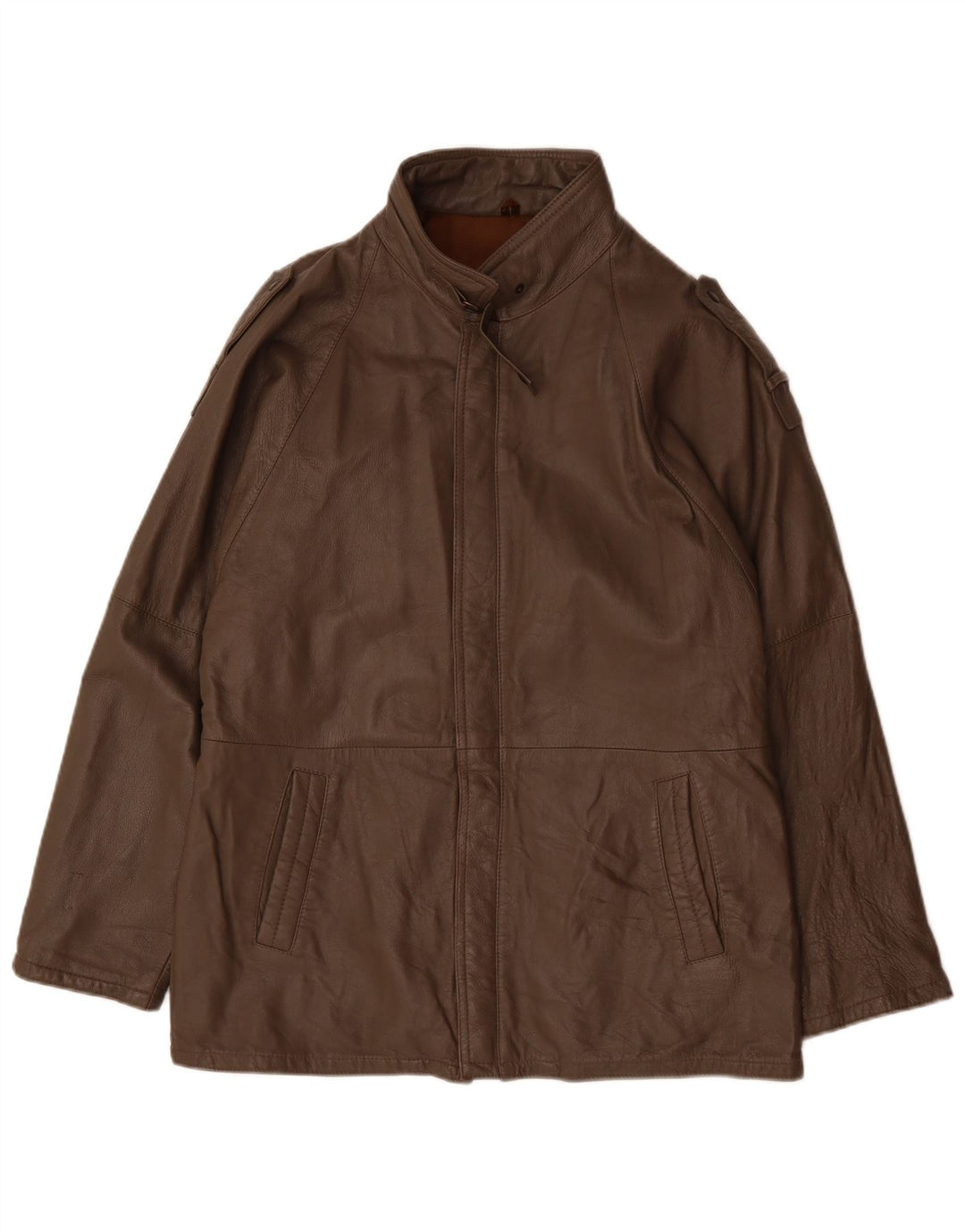 Jaqueta de couro militar masculina vintage UK 38 marrom médio