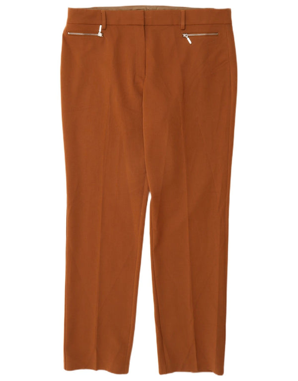Calça casual feminina de cintura alta Marks & Spencer Reino Unido 16 grande W36 L31 marrom