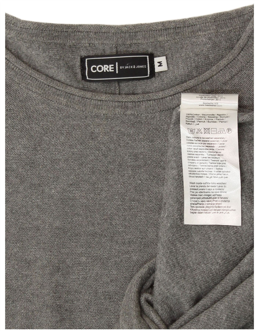 JACK & JONES Suéter masculino com gola canoa e algodão cinza médio