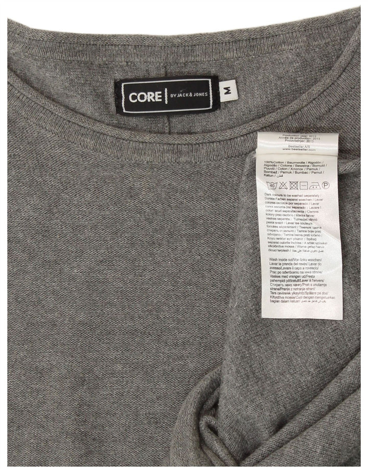 JACK & JONES Suéter masculino com gola canoa e algodão cinza médio