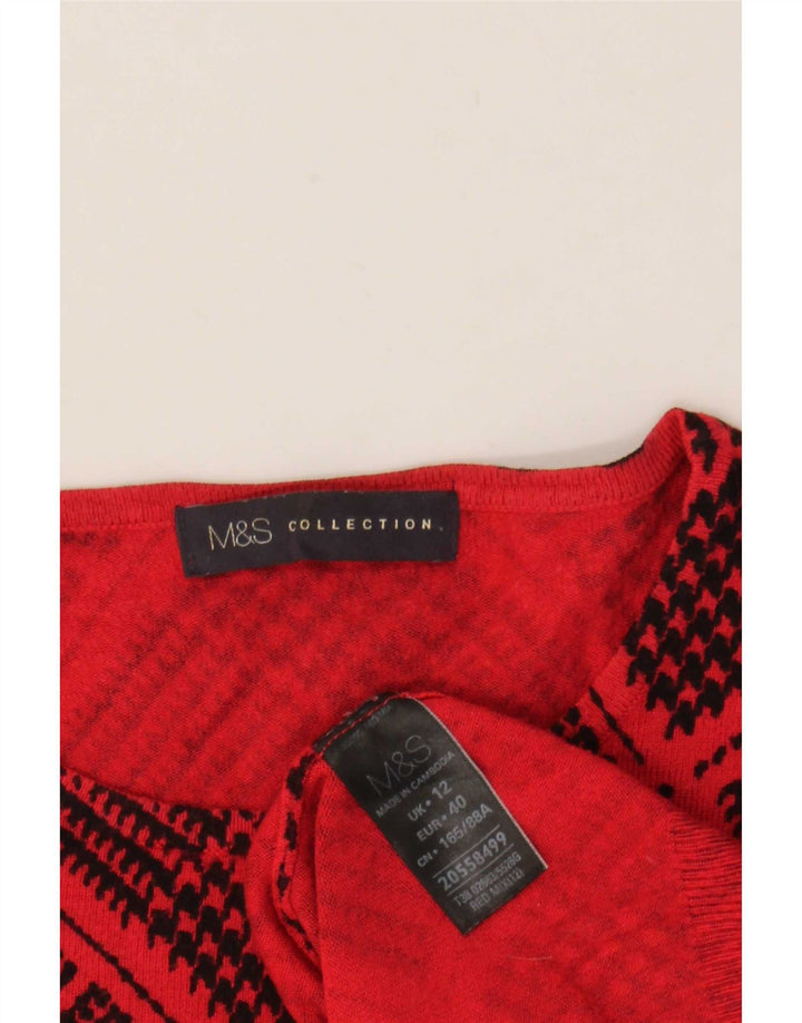 Suéter feminino Marks & Spencer com gola canoa Reino Unido 12 médio vermelho