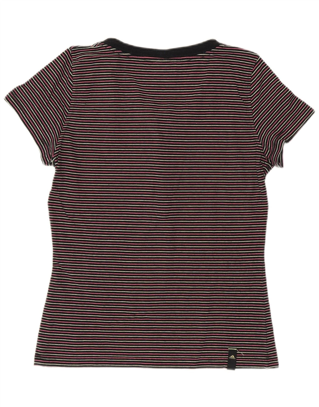 Camiseta feminina ADIDAS UK 8/10 pequena listrada multicolorida de algodão